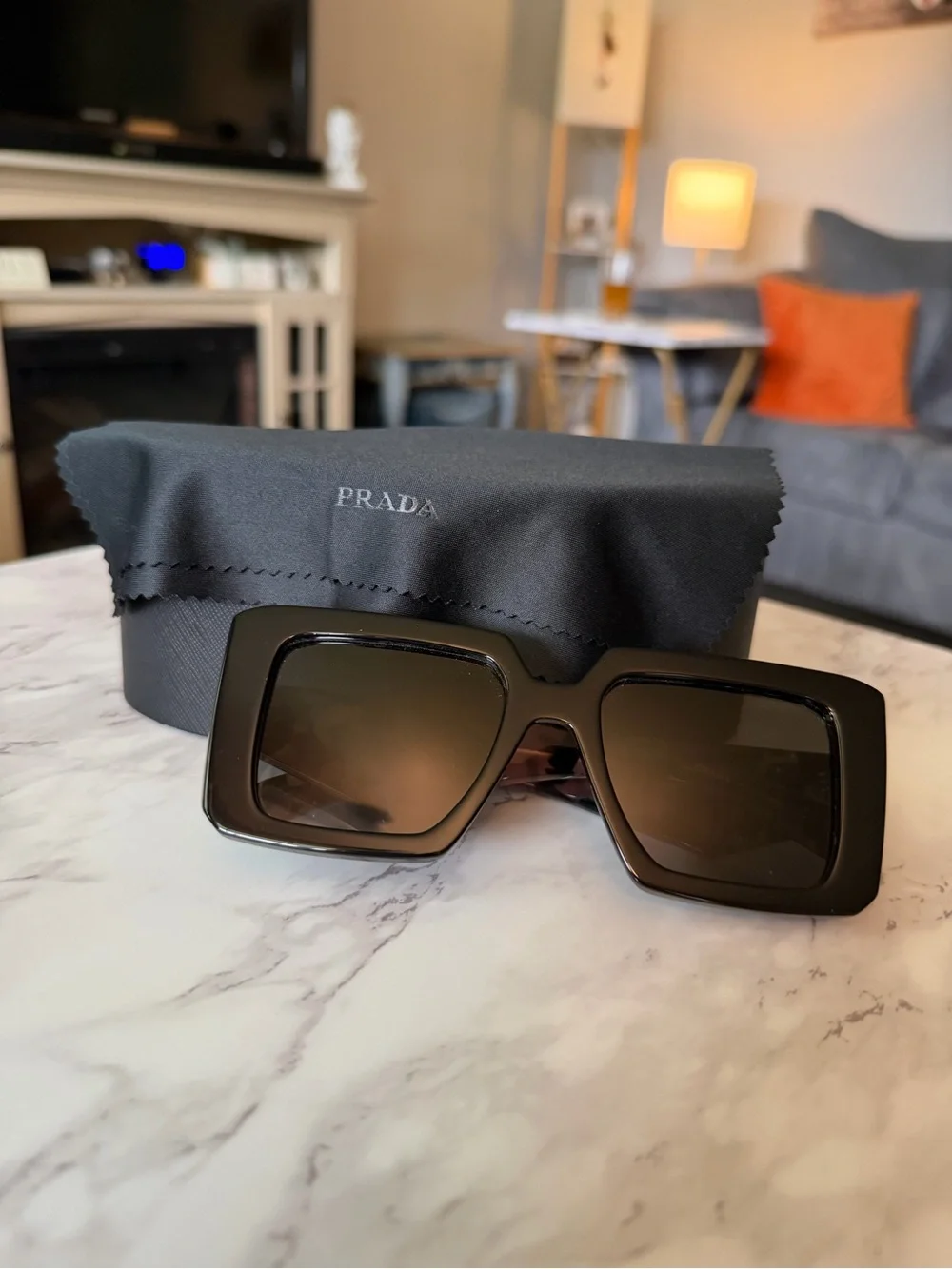 Prada Women’s Black Oversized Square Sunglasses with Gradient Lenses